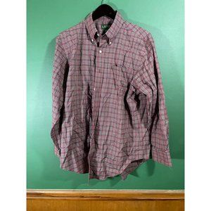 Lauren - Ralph Lauren - Men's Red/Green Plaid Long Sleeve Button Down - Size 16.